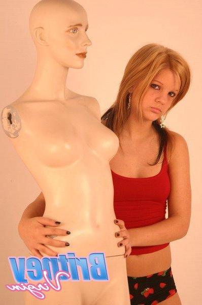 16P Pictures of teen Britney Virgin teasing with a mannequin