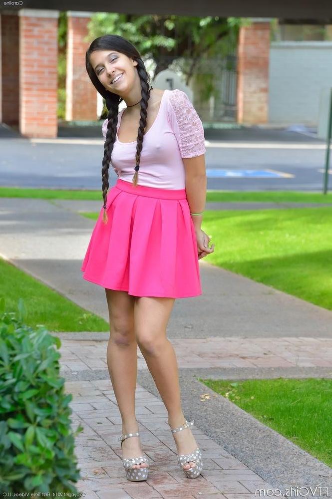 16P Beautiful teen Caroline masturbates in her braided pigtails