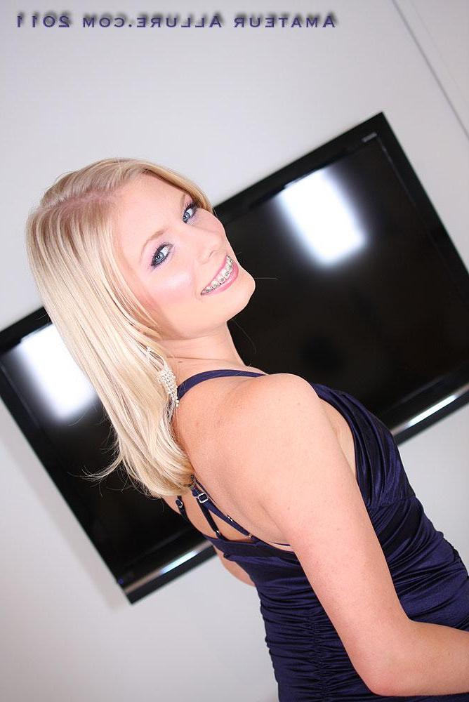 16P Cute blonde with braces Kyleigh Ann sucks very lucky cock