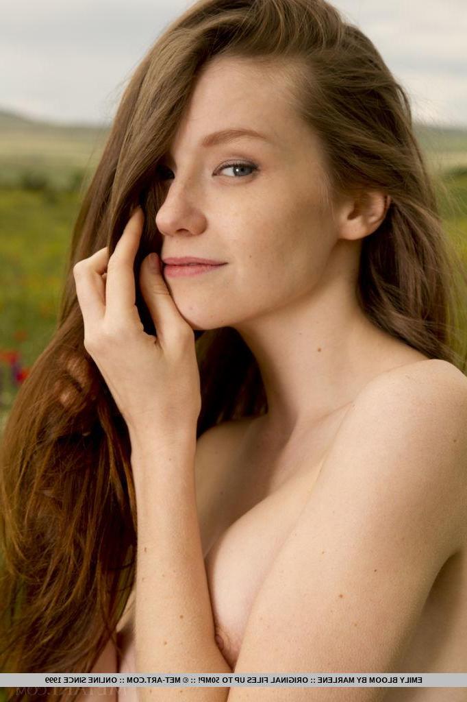 18P Brunette teen Emily Bloom displays her pretty nude body outside in "Grimas"