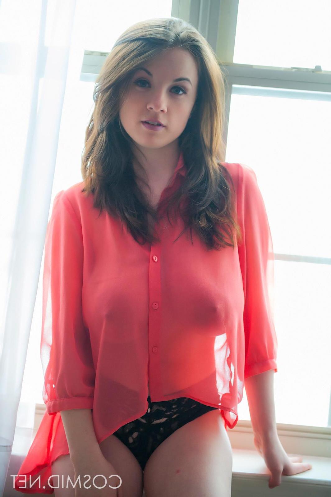 16P Beautifl girl Emily Born teases in her sheer red shirt