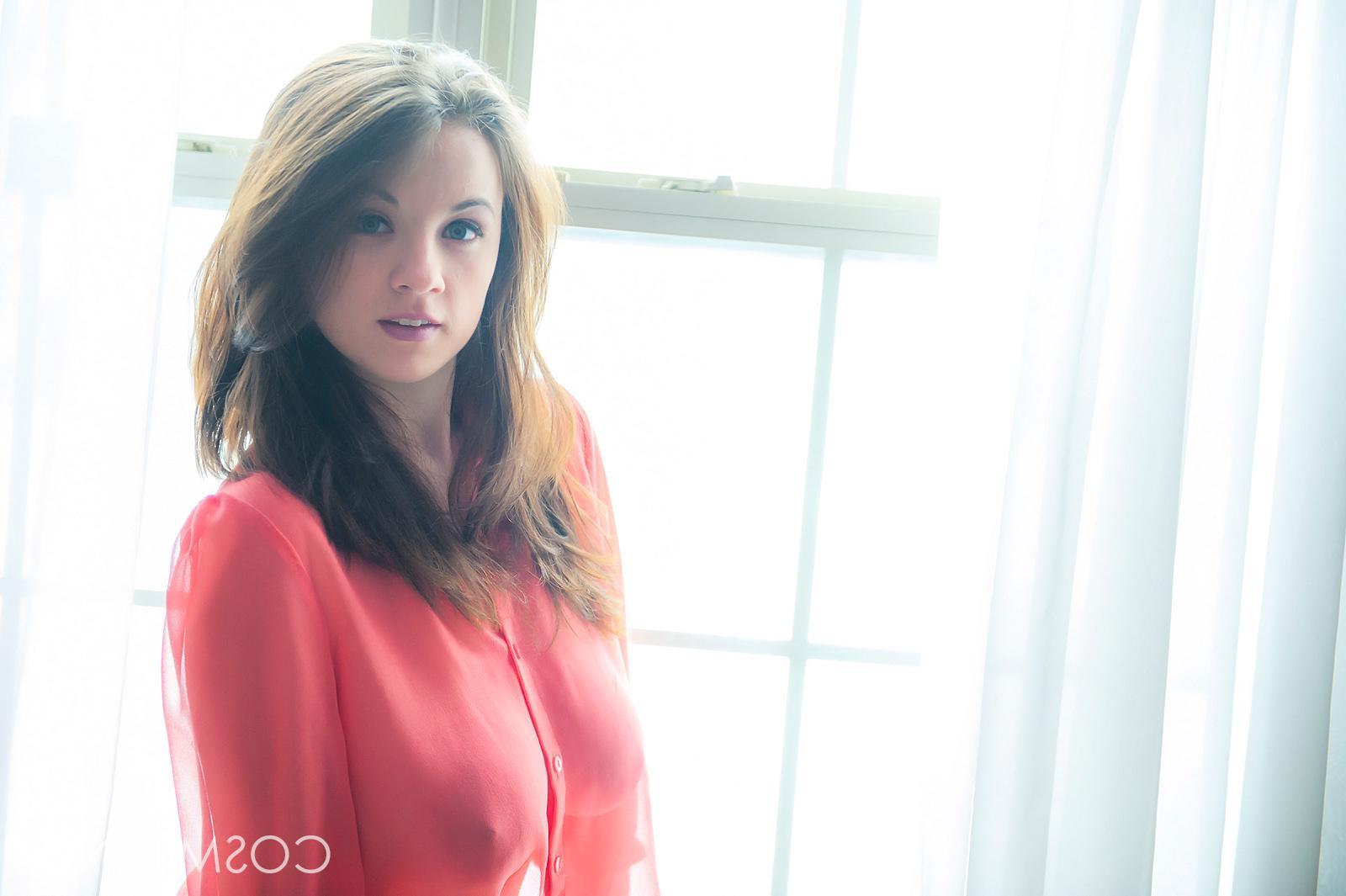 16P Beautifl girl Emily Born teases in her sheer red shirt