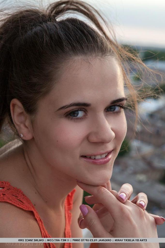 18P Brunette teen Etna gets completely naked and crawls into bed