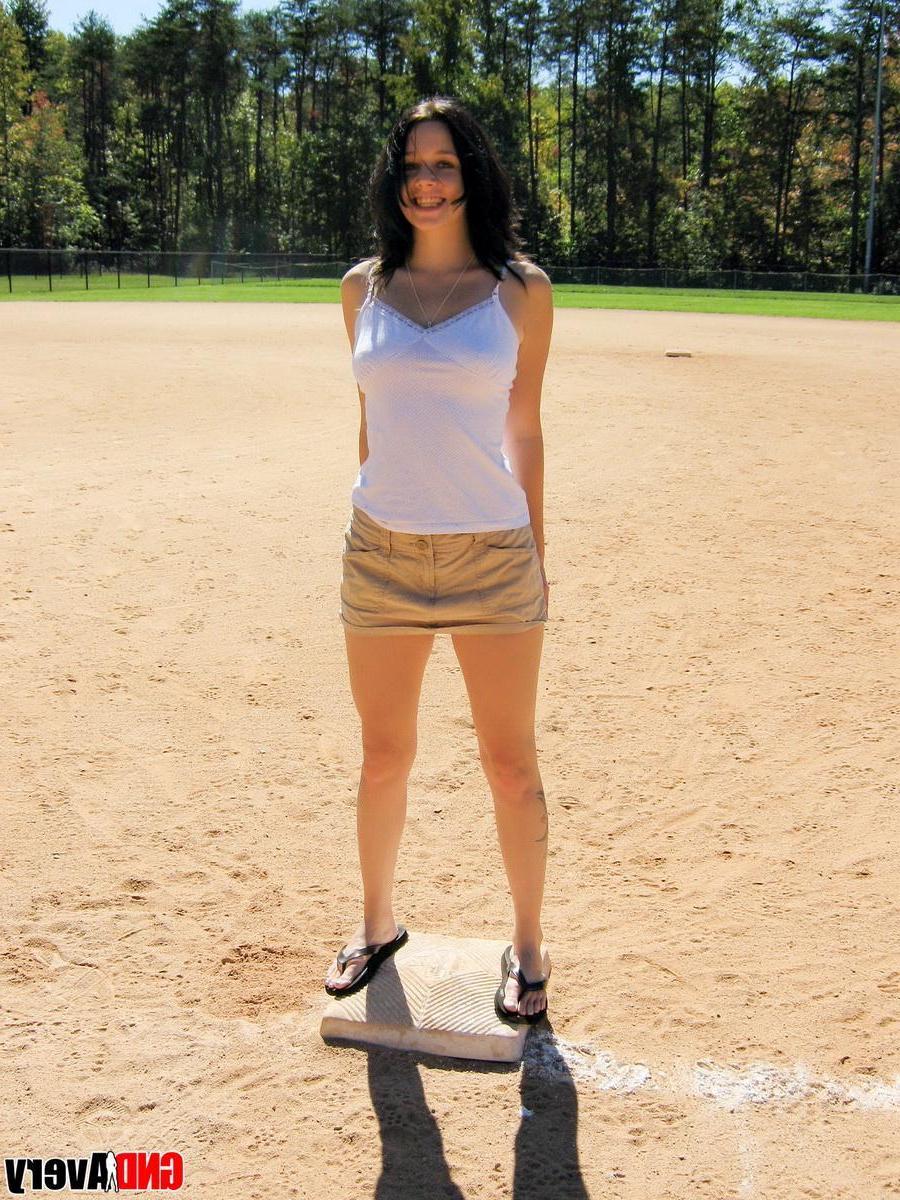 12P Avery flashes her tits and ass at the public park in the baseball field