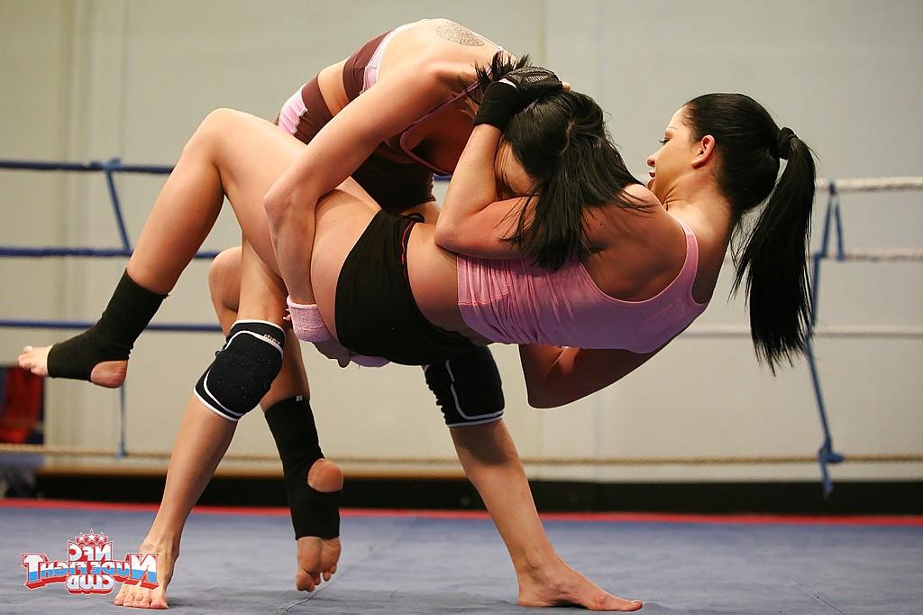 16P Smoking hot brunette sporty babes pleasuring each other after wrestling
