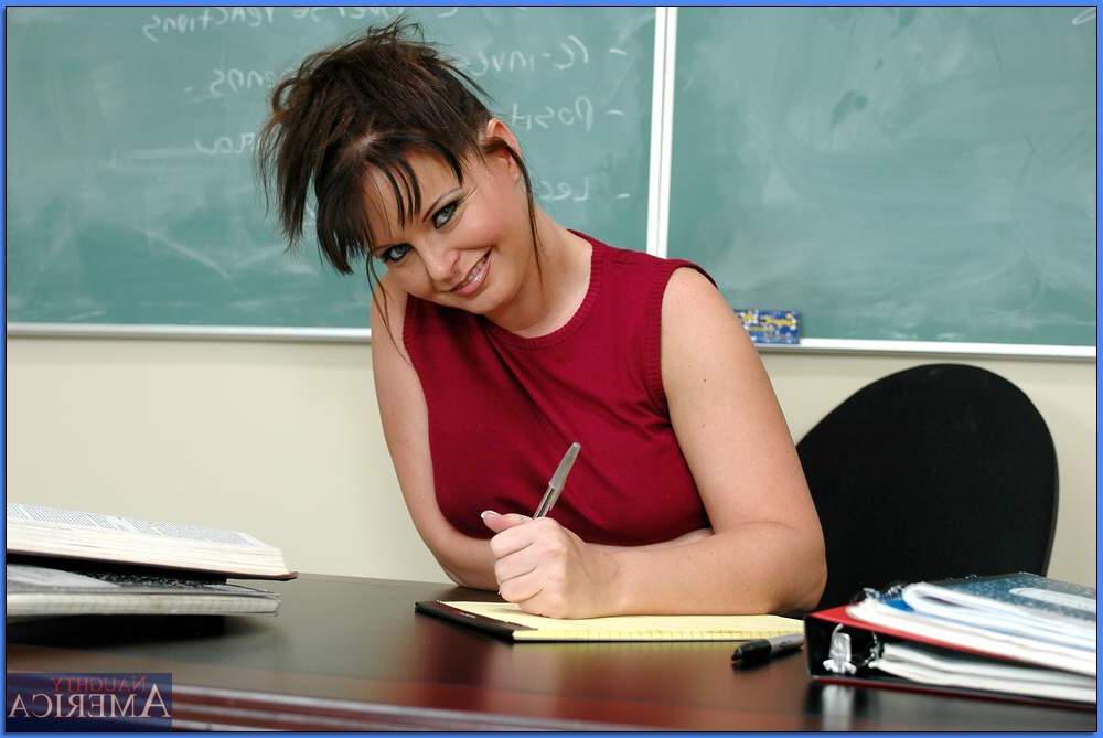 16P Mature sex teacher in stockings Maya Divine flaunting topless in class