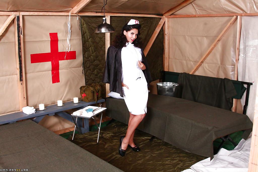16P Hot nurse Missy Martinez stripping off her uniform and teasing her cunt