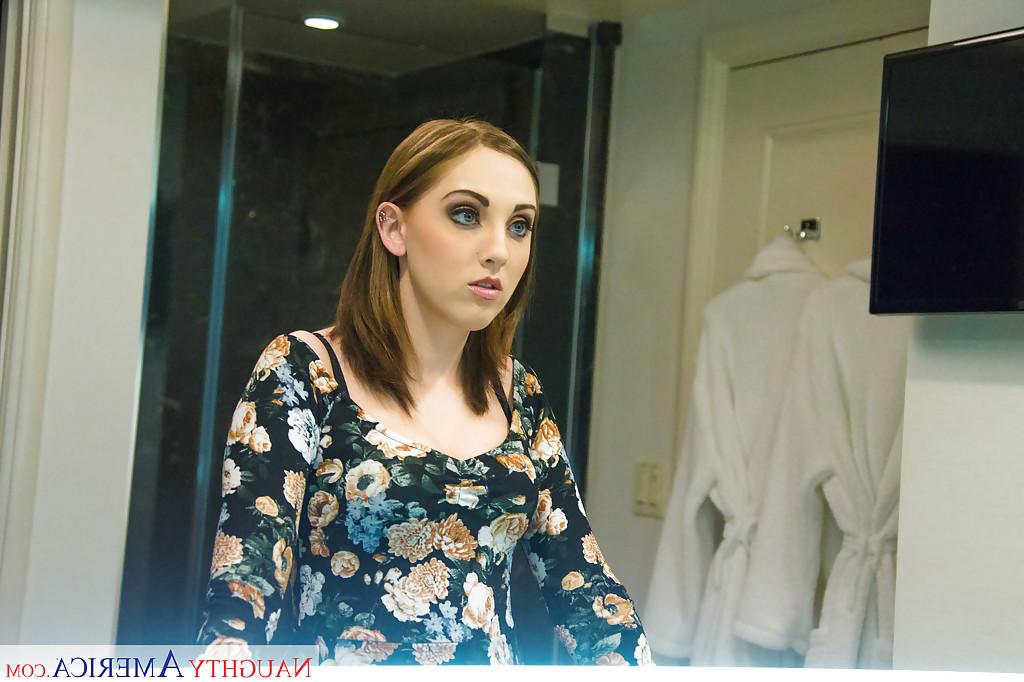 16P Young escort Nickey Huntsman dressing for evening's work as prostitute