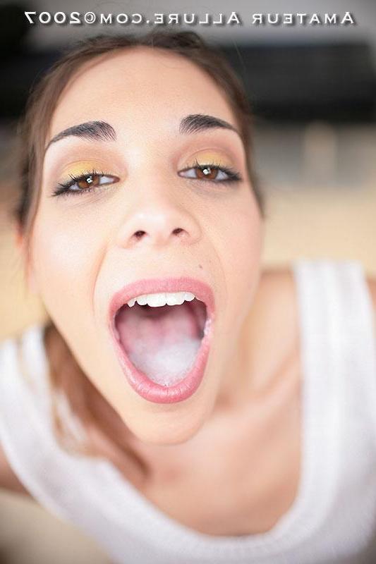 16P Tiny teen Katie sucks and swallows a big load