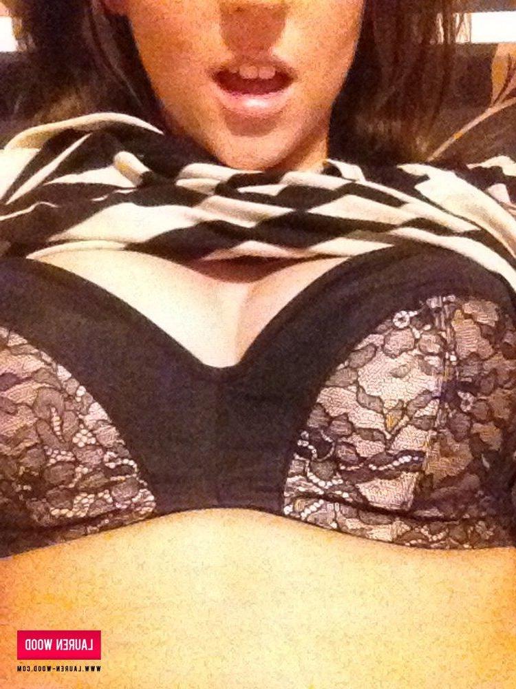 12P Lauren strips her stripy top and bra to reveal her big boobage