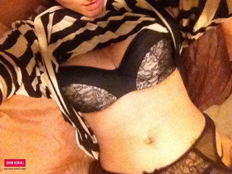 12P Lauren strips her stripy top and bra to reveal her big boobage