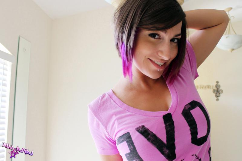 15P Alt princess Layla Lux teases in her sexy pink bra and panties