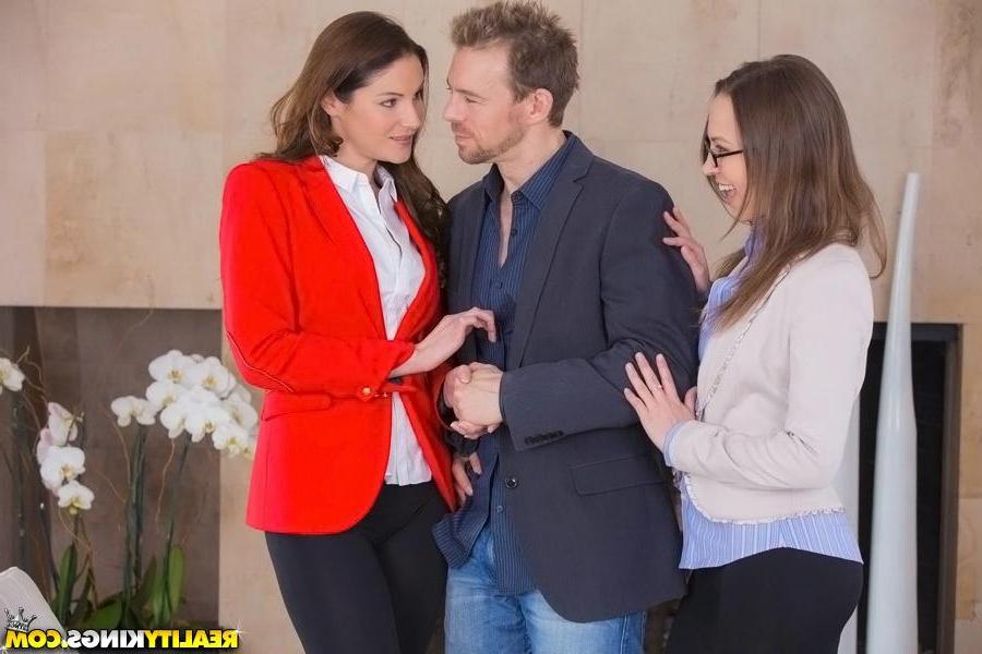 15P Samantha Ryan and Lily Love fuck their boy toy in their clothes