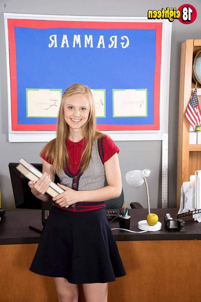 16P Blonde teen Lily Rader gets spanked by her teacher
