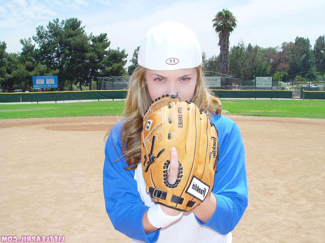 15P Little April gets horny during her ballgame and has to take a break to masturbate