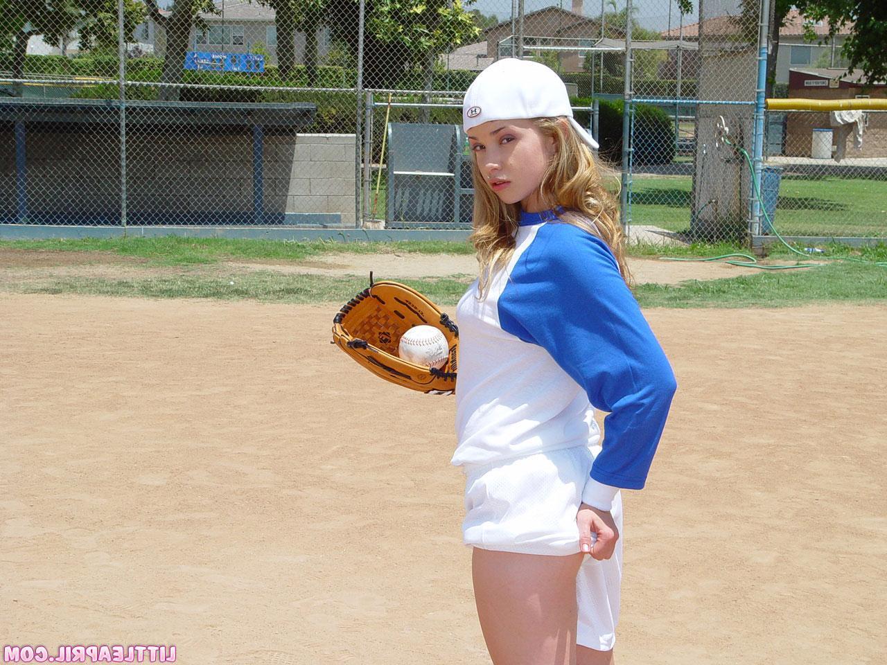 15P Little April gets horny during her ballgame and has to take a break to masturbate