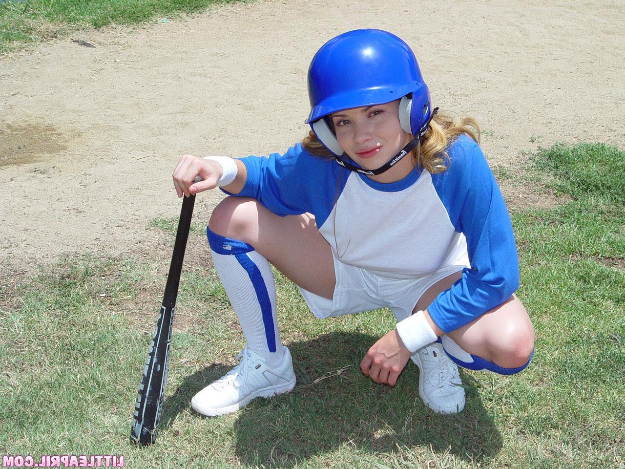 15P Little April gets horny during her ballgame and has to take a break to masturbate