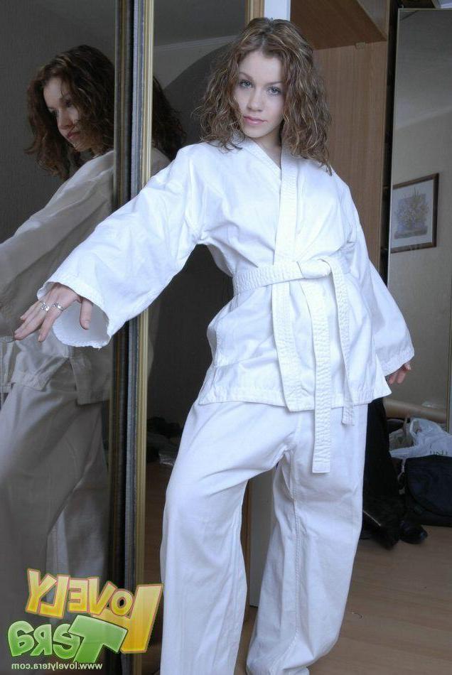 15P Karate girl showing her tits and ass