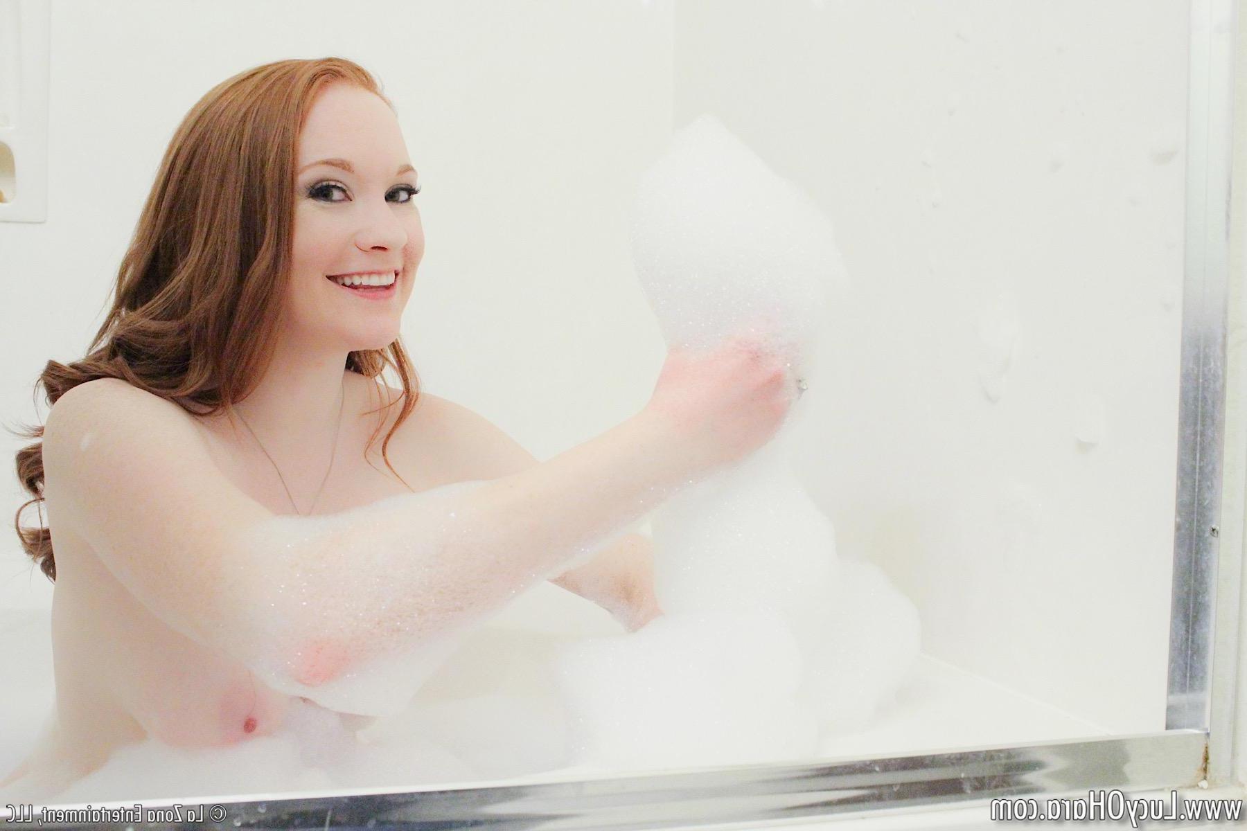 15P Lucy Ohara has fun in the bath and shows more then just her bubbles