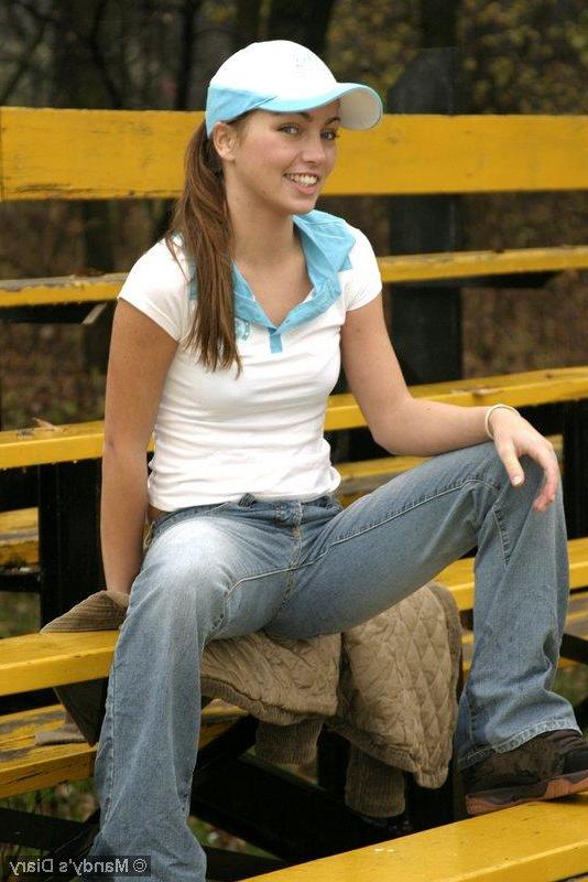 20P Pictures of teen babe Mandy's Diary stripping on the baseball field