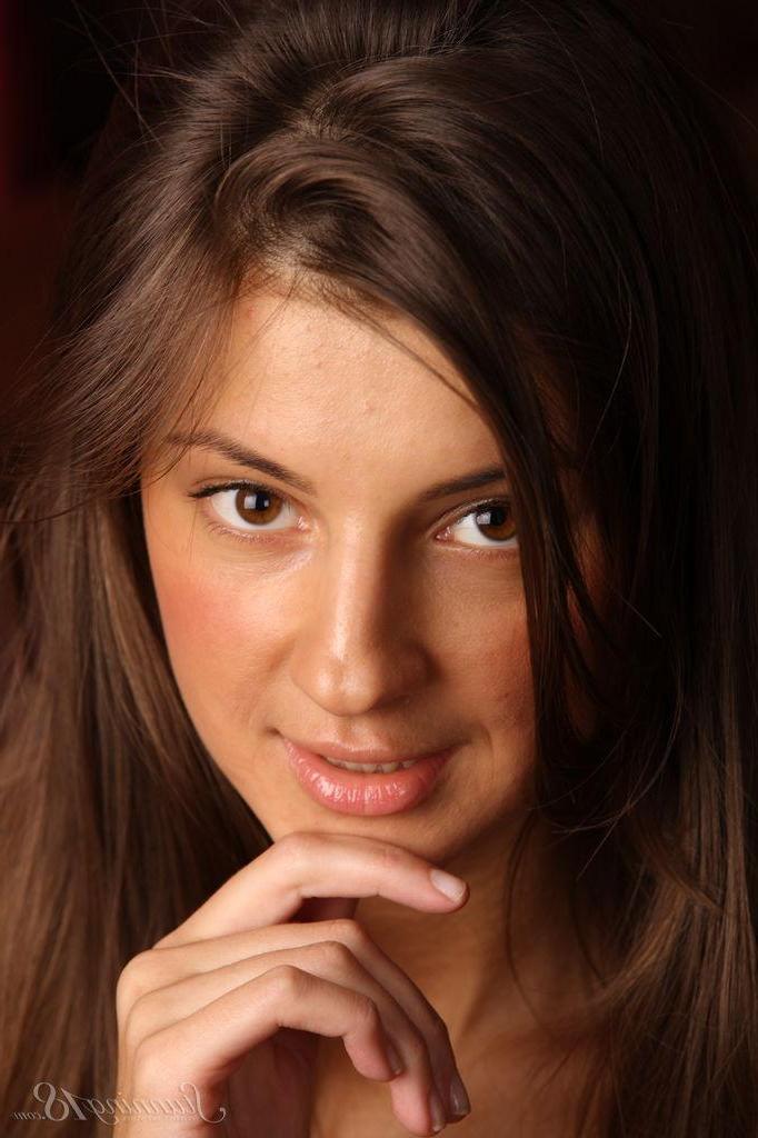 16P Stunning brunette Masha E strips out of her bra and panties for you