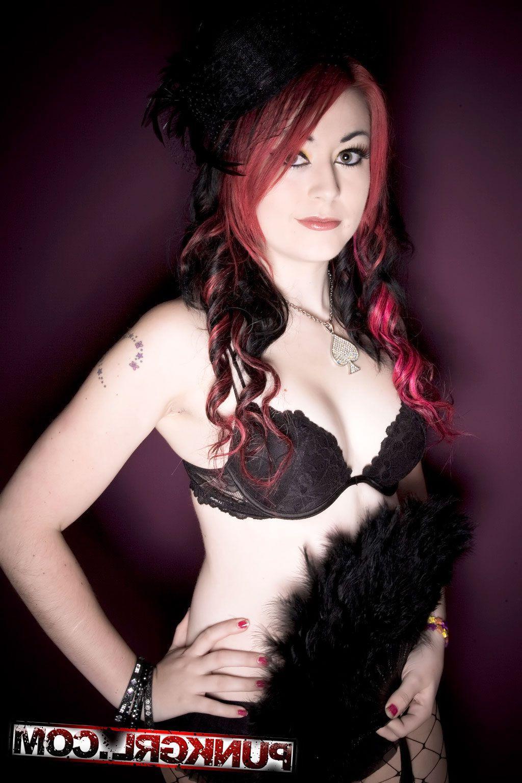 20P Pictures of punk girl Miss Kitty dressed as a sexy widow