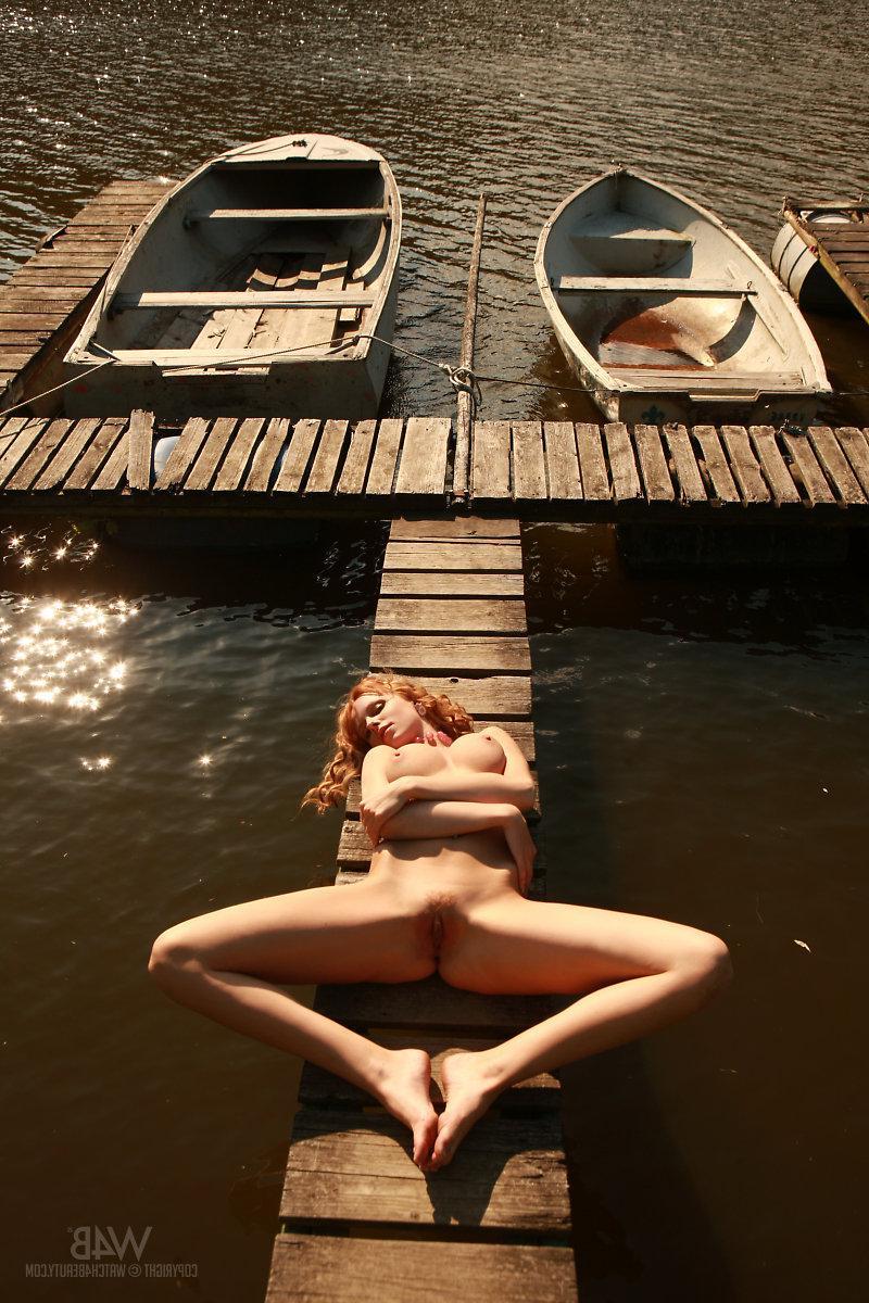 16P Busty redhead girl Monica Keyes displays her incredible body outside in "Romance"
