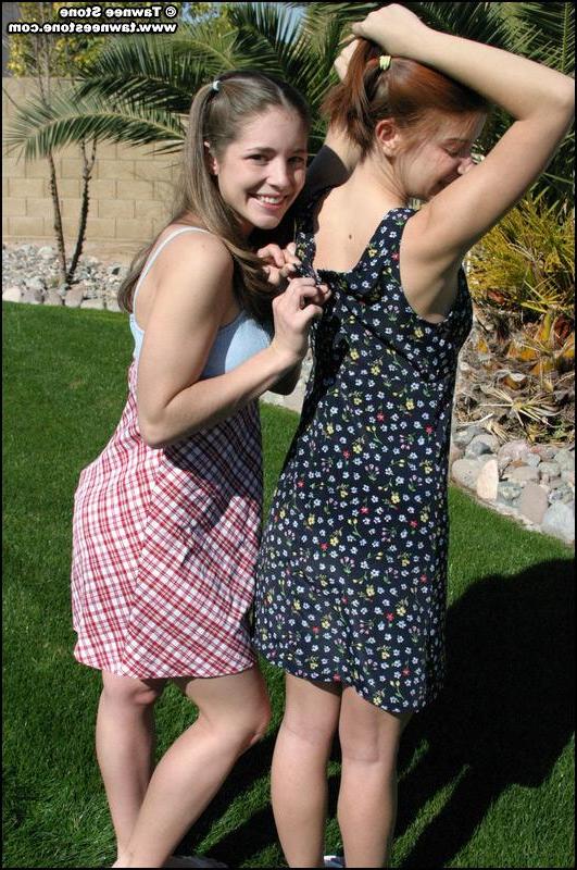 20P Pictures of two teen girls getting naked outside
