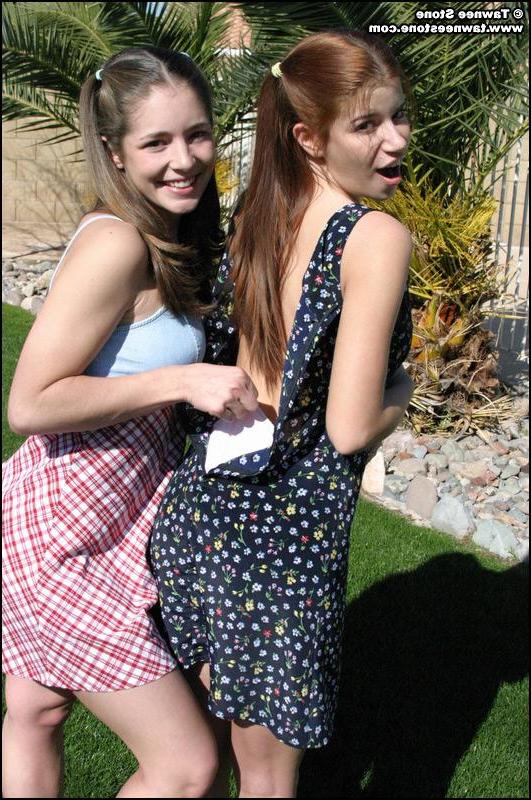 20P Pictures of two teen girls getting naked outside