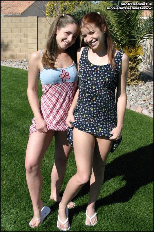 20P Pictures of two teen girls getting naked outside