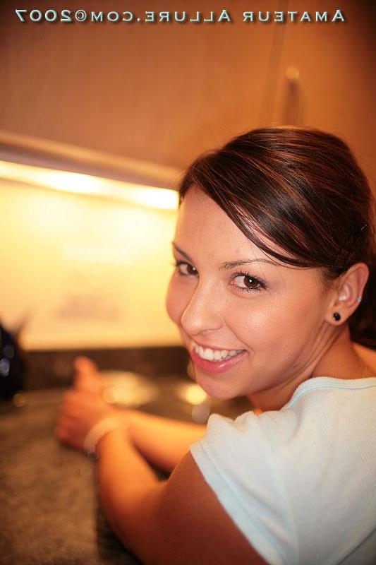 16P Eager teen cocksucker Talia eats a cumshot in the kitchen
