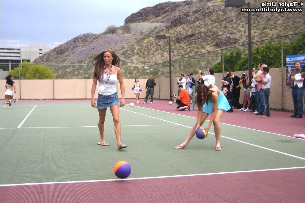 20P Teen girls get a little wild on a tennis court