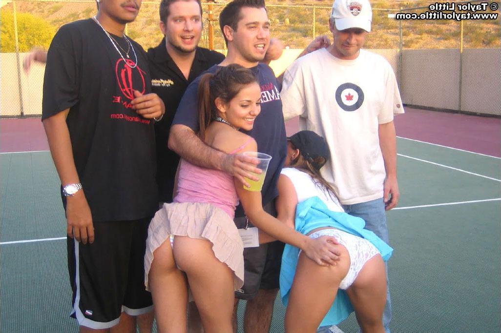 20P Teen girls get a little wild on a tennis court