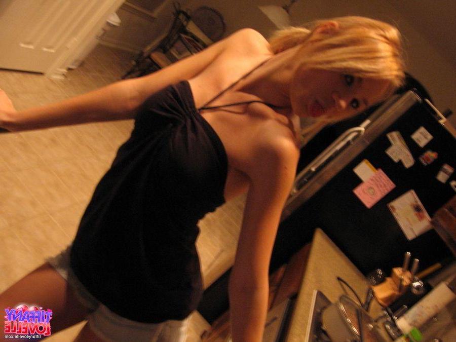 13P Pictures of teen girl Tiffany Lovelle being naughty in the kitchen