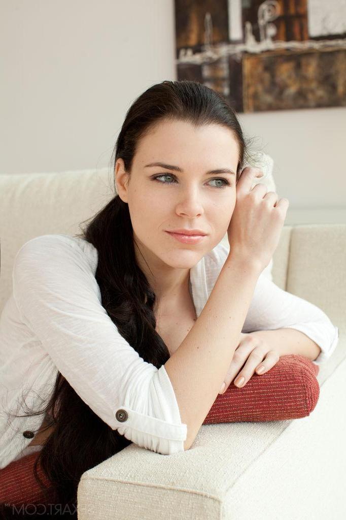 12P Beautiful girl Valeria A strips nude for you on the couch