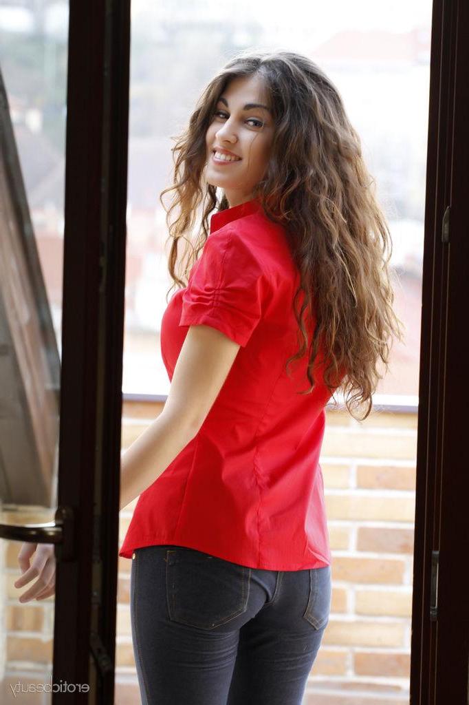 16P Brunette teen Soika A teases in her jeans and bra