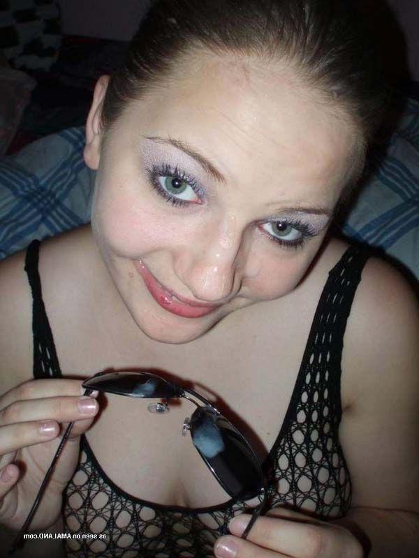 15P Pictures of a hot girlfriend getting jizzed on