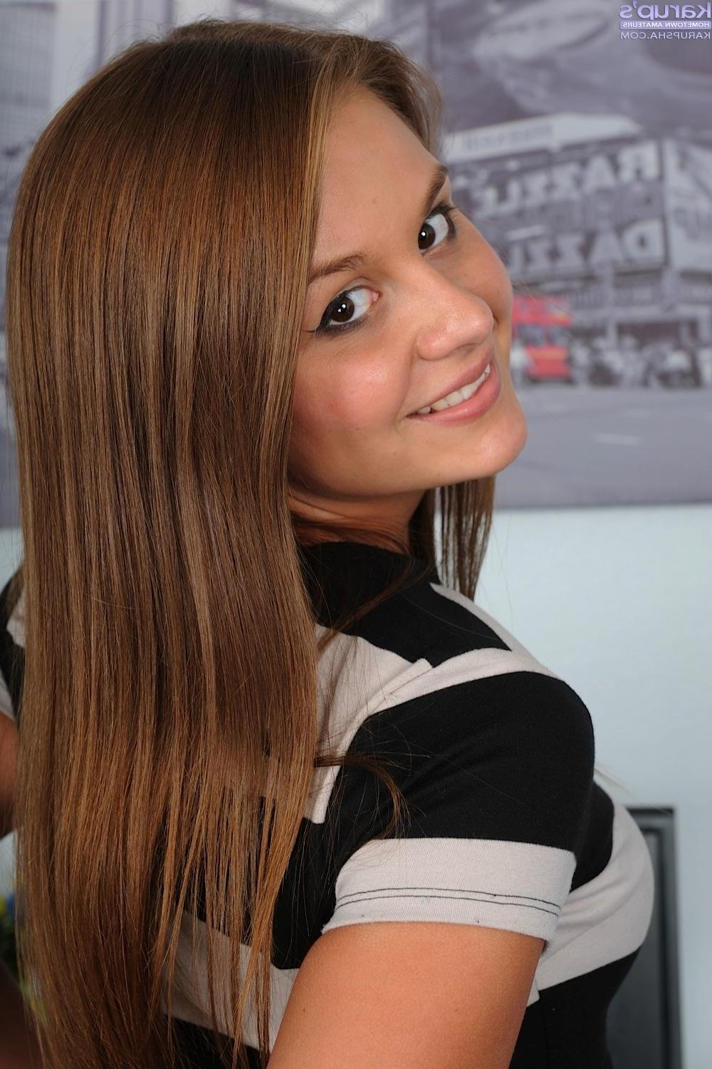 15P Brunette coed Kennedy Jax gives you a hot striptease at home