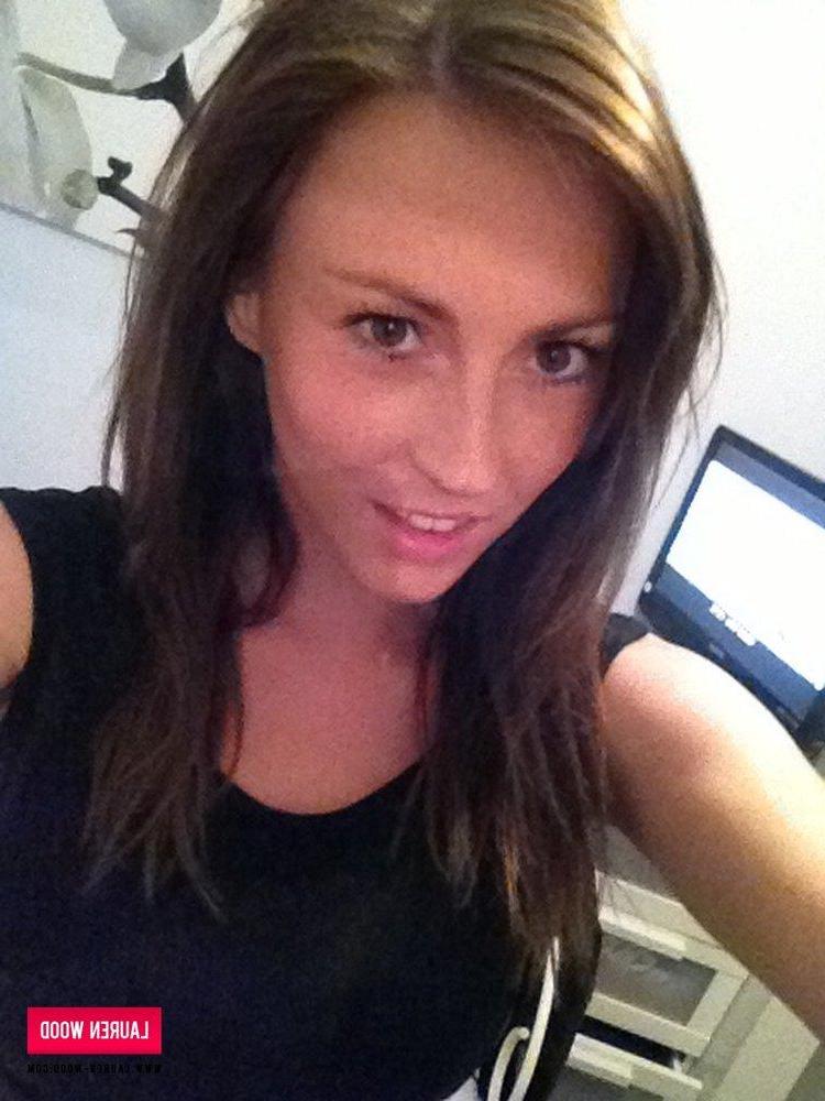12P Lauren Wood strips off her cute black bra to expose her perfect rack