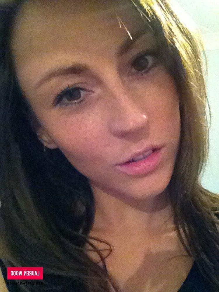 12P Lauren Wood strips off her cute black bra to expose her perfect rack