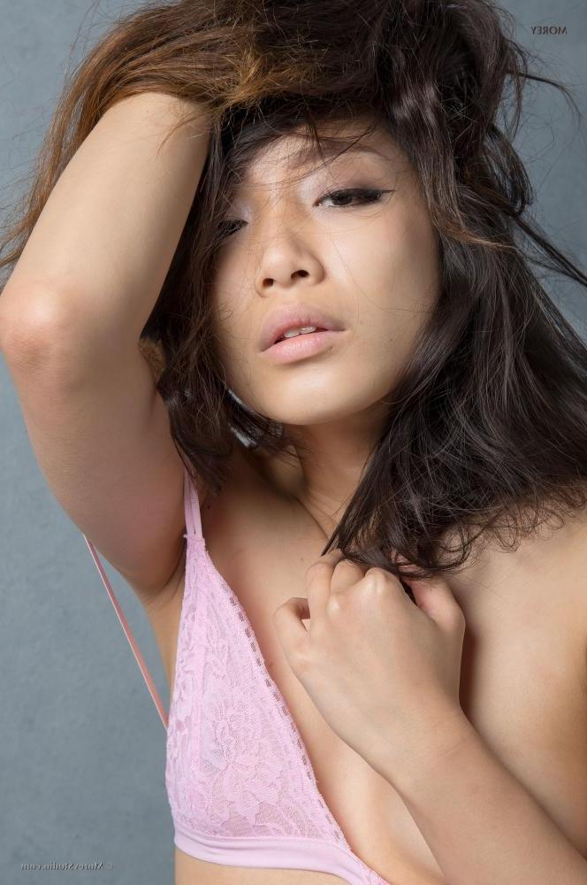 11P Asian model Meiko strips and poses for you in her pink bra and panties