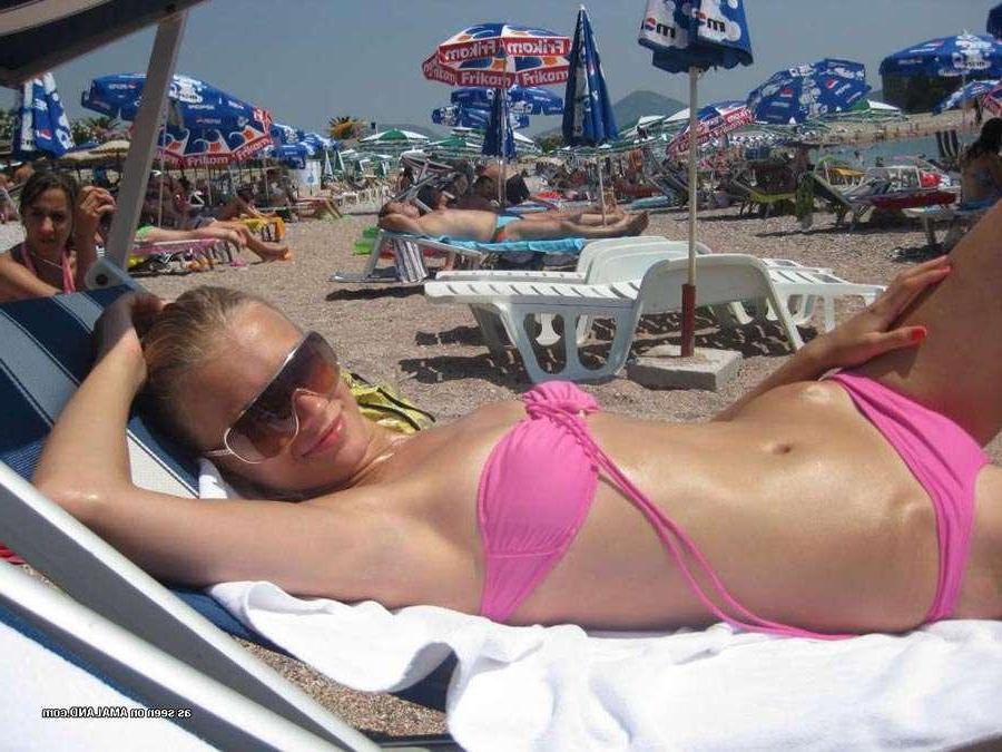 16P Gorgeous blonde teen wearing sexy bikinis at the beach