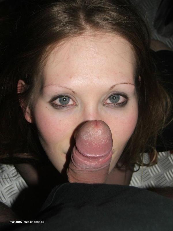 15P Pictures of a hot blonde girlfriend going down on a stiff rod