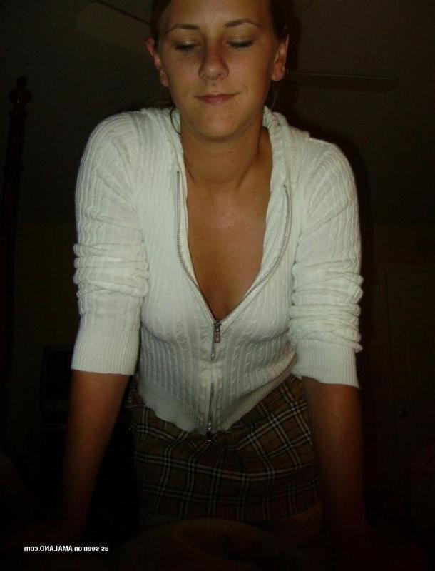 15P Horny blonde girlfriend gets naked and blows on cock