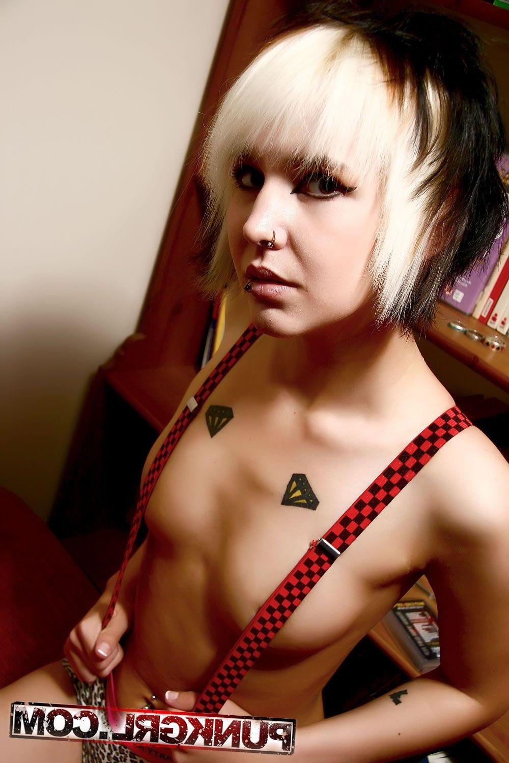 20P Pictures of punk girl Charlie wearing long striped socks
