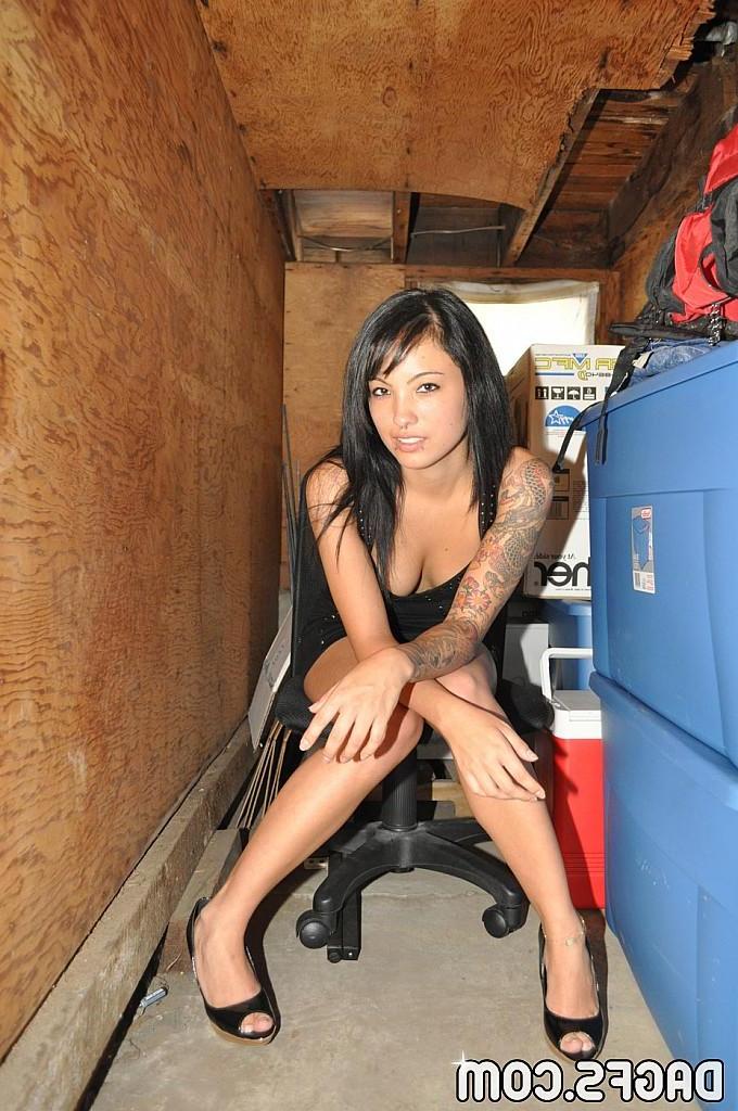 12P Hot emo teen neighbor stripping in the basement strutts her yummy curves