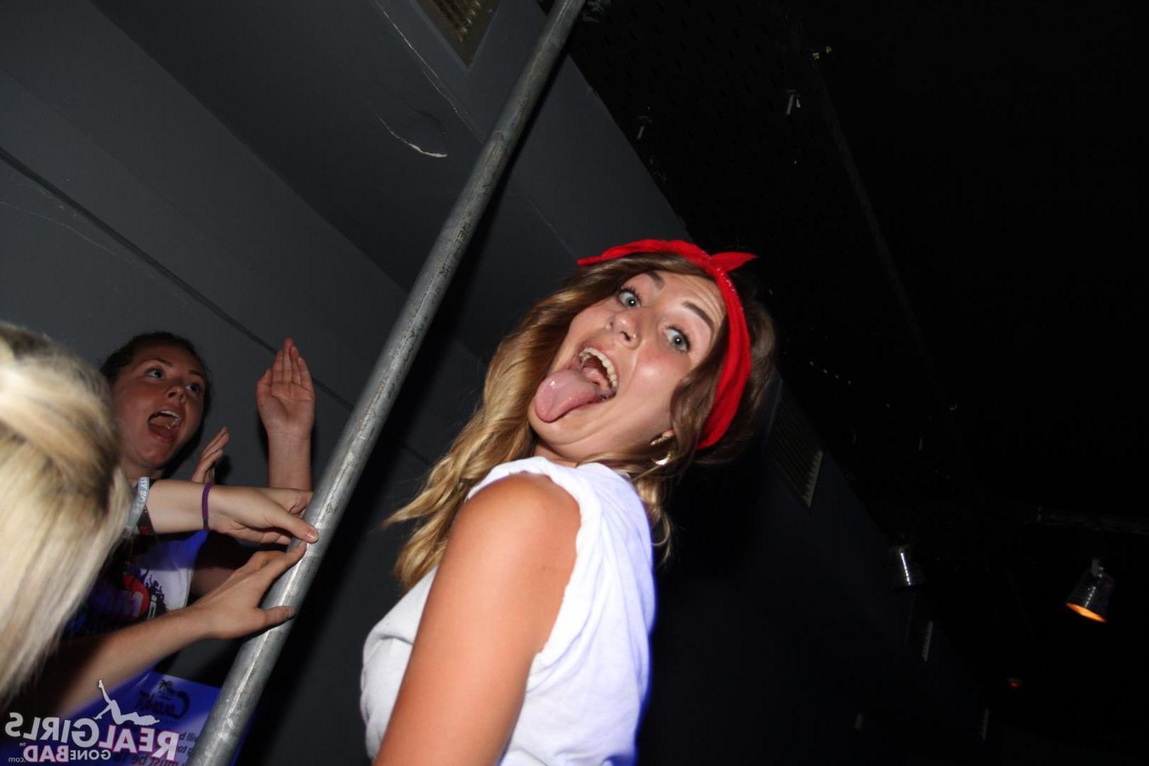 12P Horny college girls strip outside of a bar