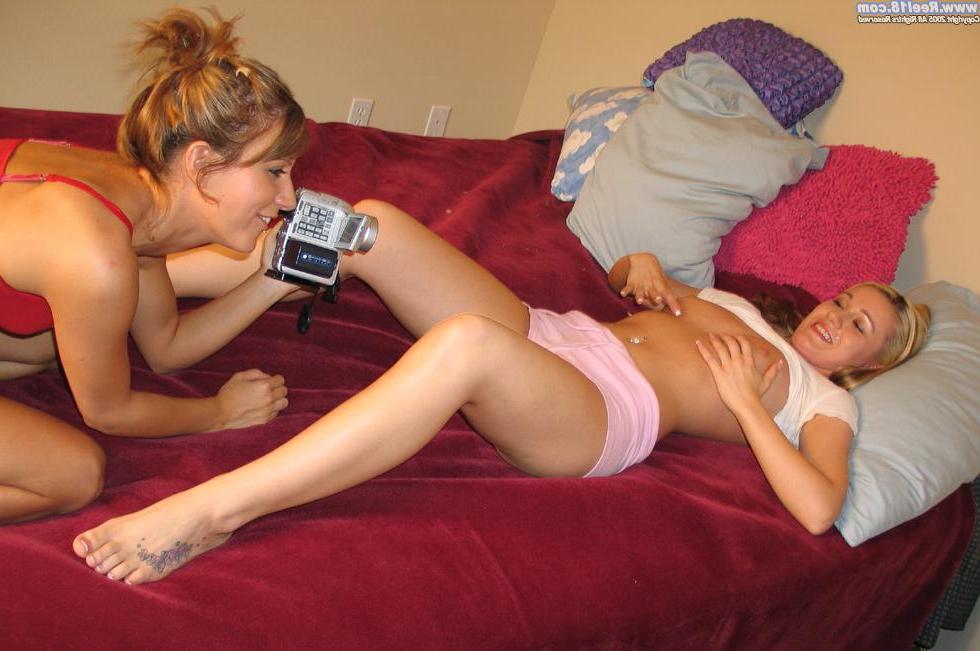 20P Teen lesbians rolling around in bed