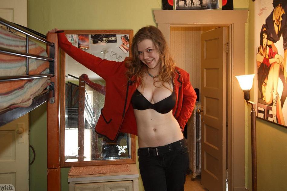 8P Busty teen Hilary Craig strips for you in bed