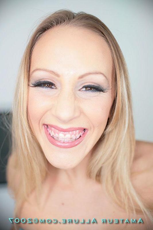 16P Cute teen Marilyn with braces sucks a hard penis